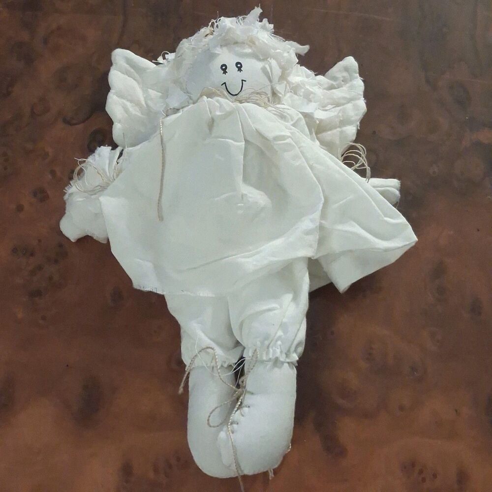 vintage wangs international white fabric plush angel doll halo ornament hbd331
